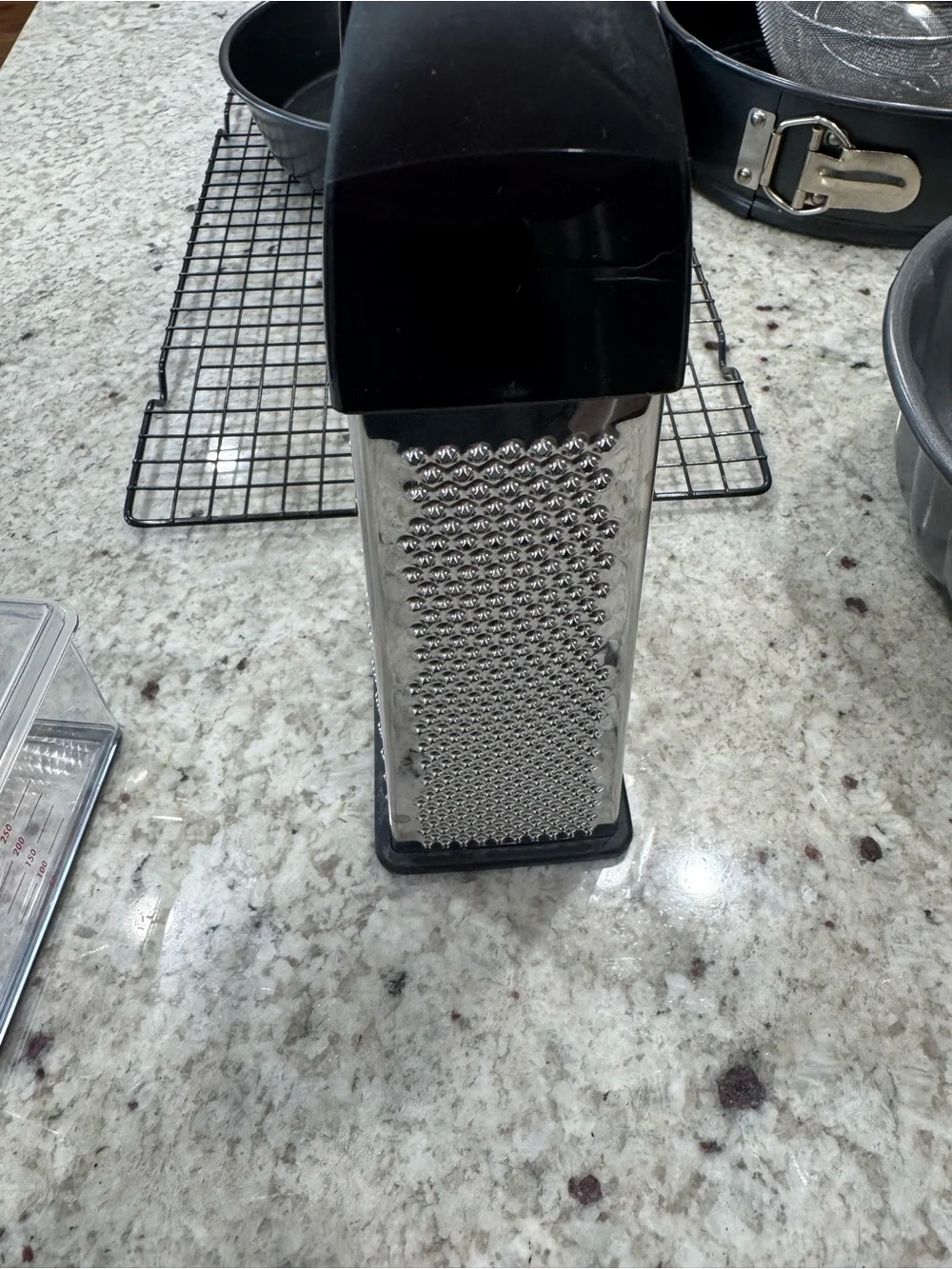 Nonstick baking set, sifters, grater with storage container, cooling rack